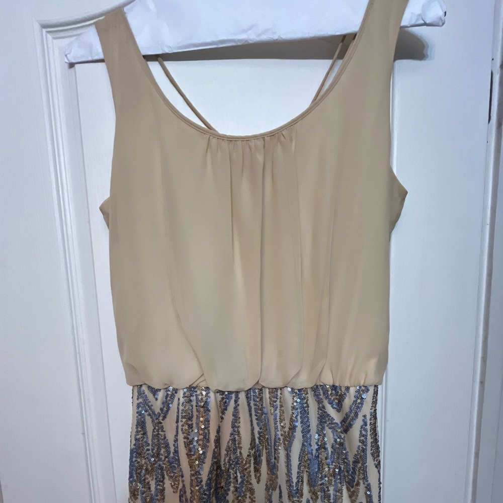 As U Wish Beige and Silver Sequin Mini Dress